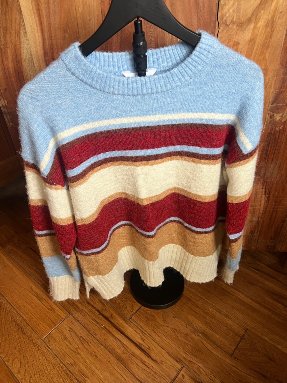 Time and Tru Light Blue Ribbed Crewneck Sweater